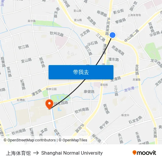 上海体育馆 to Shanghai Normal University map