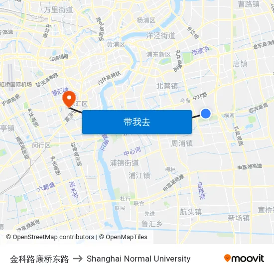 金科路康桥东路 to Shanghai Normal University map