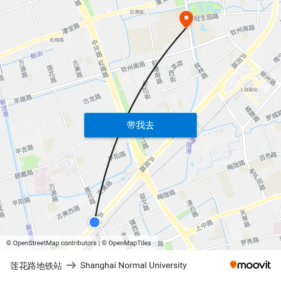 莲花路地铁站 to Shanghai Normal University map