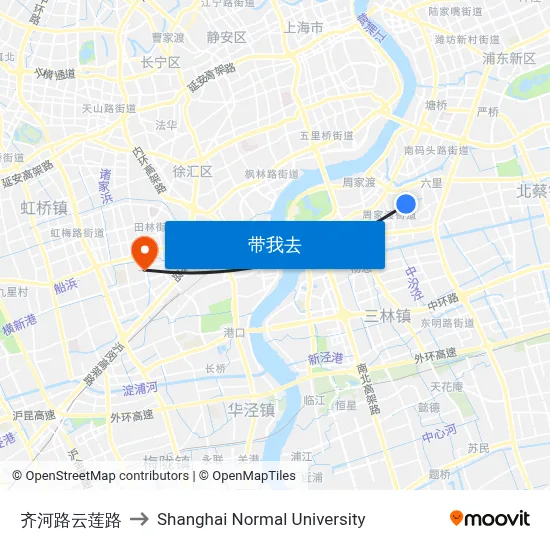 齐河路云莲路 to Shanghai Normal University map