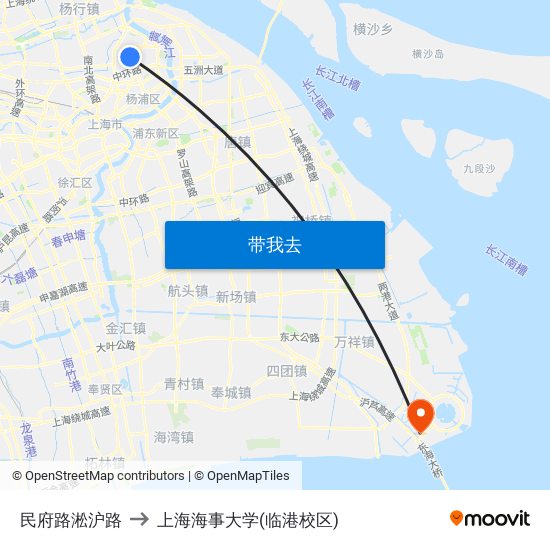 民府路淞沪路 to 上海海事大学(临港校区) map