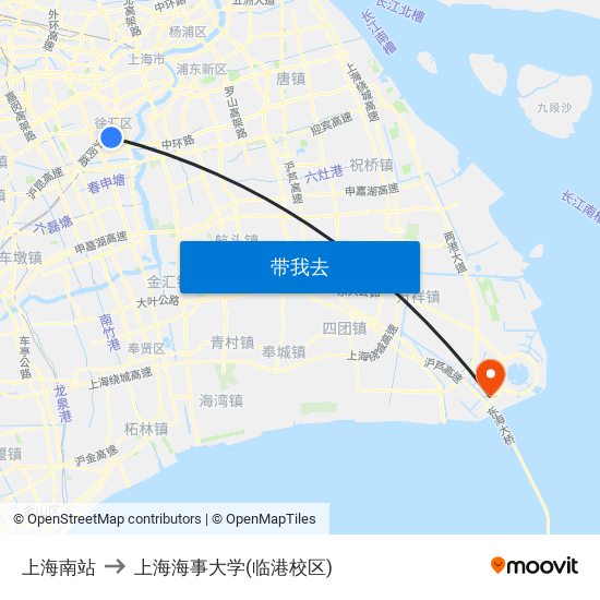 上海南站 to 上海海事大学(临港校区) map