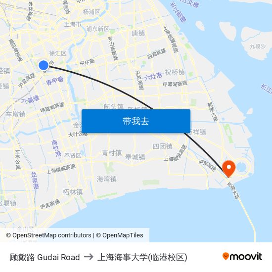 顾戴路 Gudai Road to 上海海事大学(临港校区) map