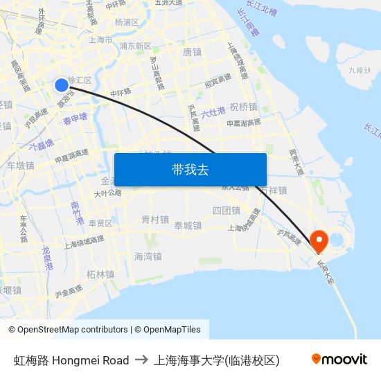 虹梅路 Hongmei Road to 上海海事大学(临港校区) map