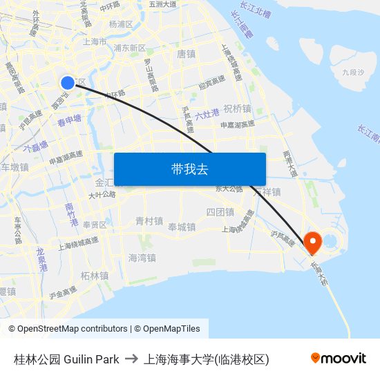 桂林公园 Guilin Park to 上海海事大学(临港校区) map