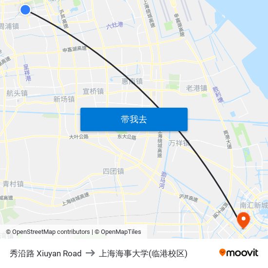 秀沿路 Xiuyan Road to 上海海事大学(临港校区) map