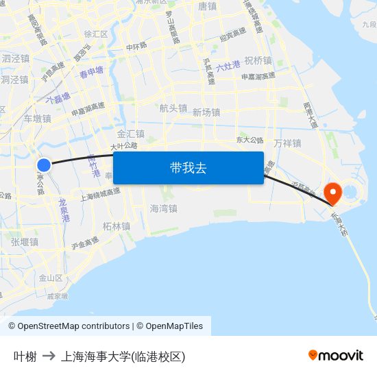 叶榭 to 上海海事大学(临港校区) map