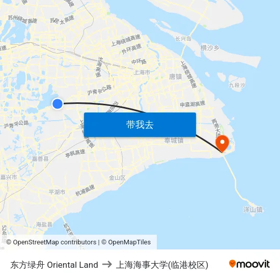 东方绿舟 Oriental Land to 上海海事大学(临港校区) map