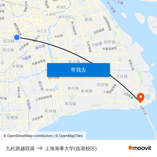 九杜路越联路 to 上海海事大学(临港校区) map