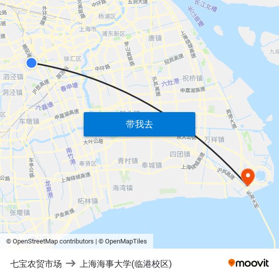 七宝农贸市场 to 上海海事大学(临港校区) map
