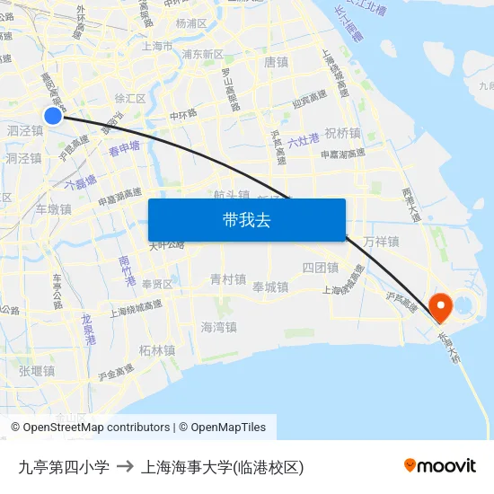 九亭第四小学 to 上海海事大学(临港校区) map