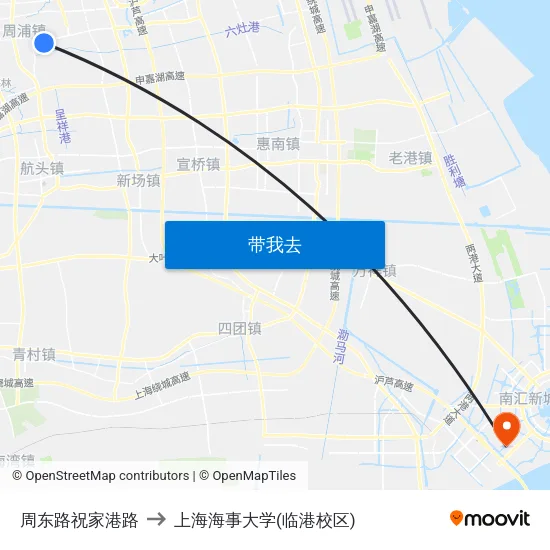 周东路祝家港路 to 上海海事大学(临港校区) map
