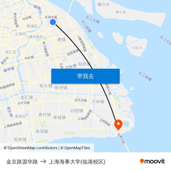 金京路源华路 to 上海海事大学(临港校区) map