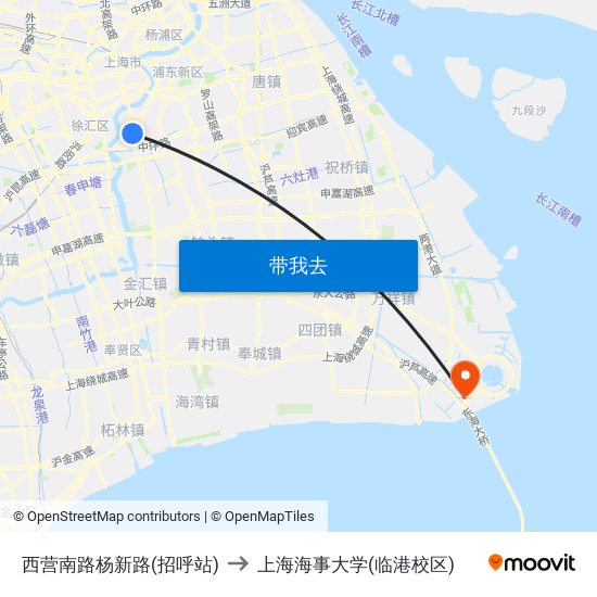 西营南路杨新路(招呼站) to 上海海事大学(临港校区) map