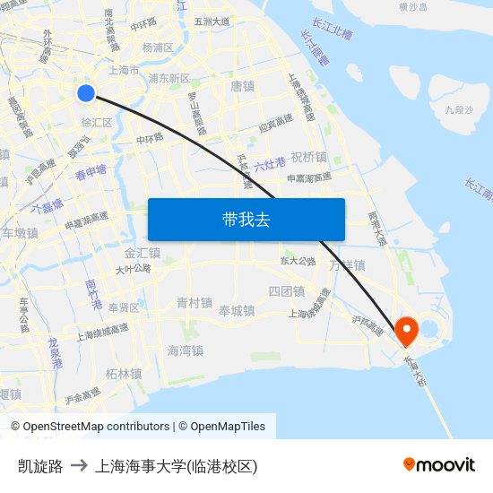 凯旋路 to 上海海事大学(临港校区) map
