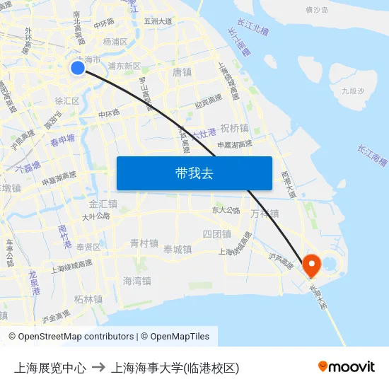 上海展览中心 to 上海海事大学(临港校区) map