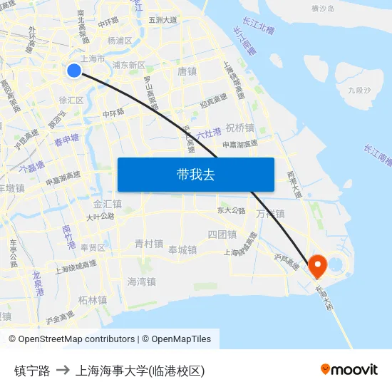 镇宁路 to 上海海事大学(临港校区) map