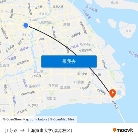 江苏路 to 上海海事大学(临港校区) map