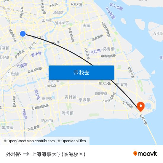 外环路 to 上海海事大学(临港校区) map