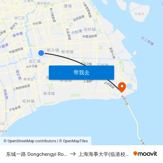 东城一路 Dongchengyi Road to 上海海事大学(临港校区) map