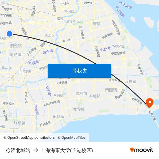 徐泾北城站 to 上海海事大学(临港校区) map