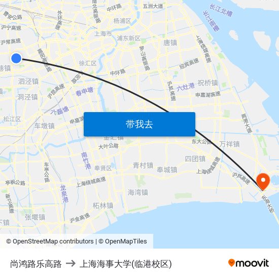 尚鸿路乐高路 to 上海海事大学(临港校区) map