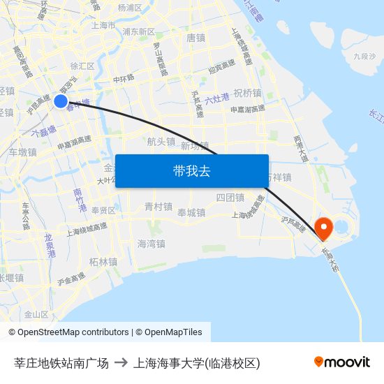 莘庄地铁站南广场 to 上海海事大学(临港校区) map