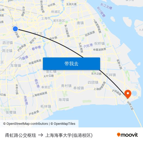 甬虹路公交枢纽 to 上海海事大学(临港校区) map