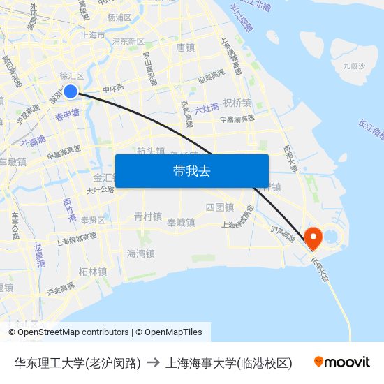 华东理工大学(老沪闵路) to 上海海事大学(临港校区) map