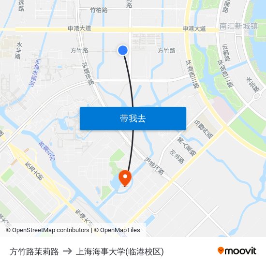 方竹路茉莉路 to 上海海事大学(临港校区) map