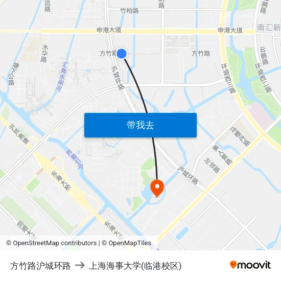 方竹路沪城环路 to 上海海事大学(临港校区) map