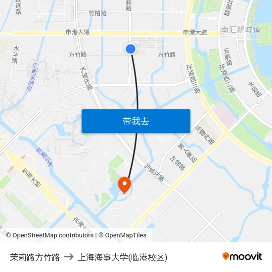 茉莉路方竹路 to 上海海事大学(临港校区) map