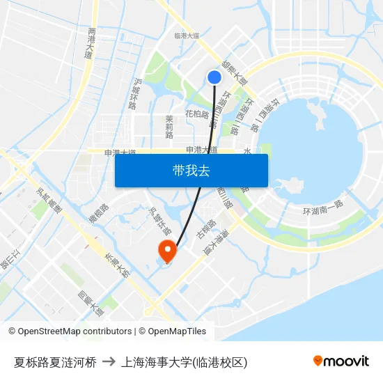 夏栎路夏涟河桥 to 上海海事大学(临港校区) map