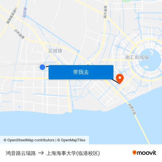 鸿音路云瑞路 to 上海海事大学(临港校区) map