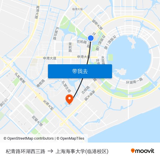 杞青路环湖西三路 to 上海海事大学(临港校区) map
