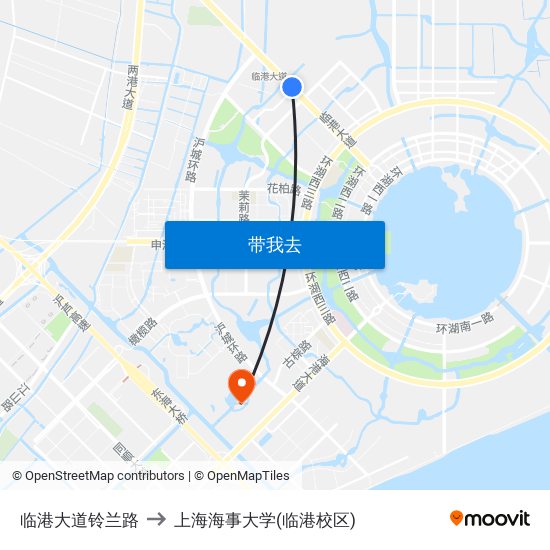 临港大道铃兰路 to 上海海事大学(临港校区) map