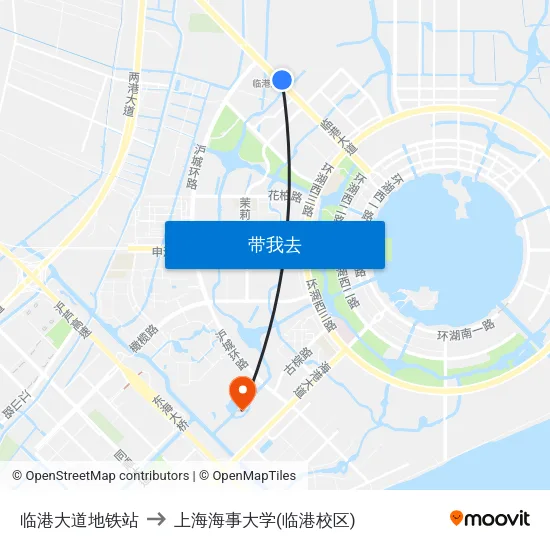 临港大道地铁站 to 上海海事大学(临港校区) map