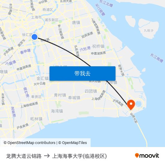 龙腾大道云锦路 to 上海海事大学(临港校区) map