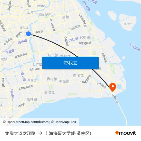 龙腾大道龙瑞路 to 上海海事大学(临港校区) map