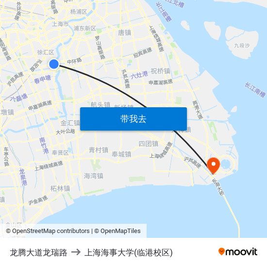 龙腾大道龙瑞路 to 上海海事大学(临港校区) map
