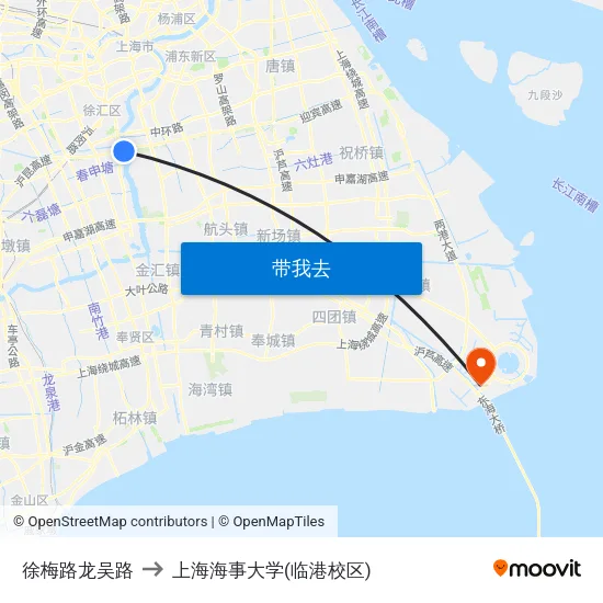 徐梅路龙吴路 to 上海海事大学(临港校区) map
