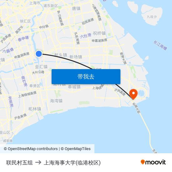 联民村五组 to 上海海事大学(临港校区) map
