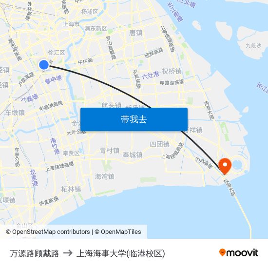 万源路顾戴路 to 上海海事大学(临港校区) map