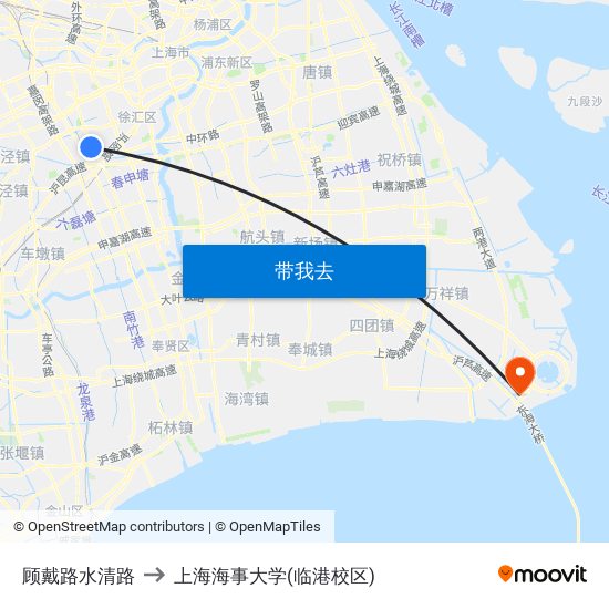 顾戴路水清路 to 上海海事大学(临港校区) map