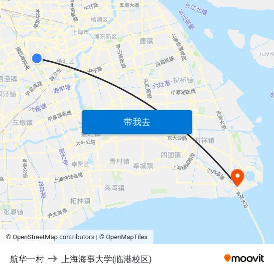 航华一村 to 上海海事大学(临港校区) map