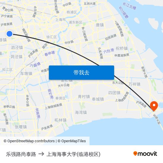 乐强路尚泰路 to 上海海事大学(临港校区) map