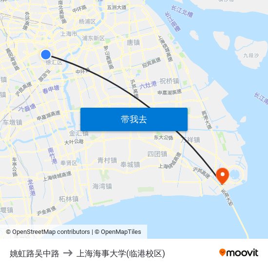 姚虹路吴中路 to 上海海事大学(临港校区) map