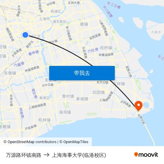 万源路环镇南路 to 上海海事大学(临港校区) map
