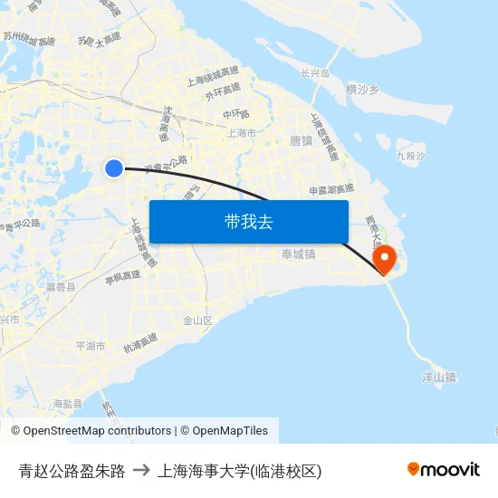 青赵公路盈朱路 to 上海海事大学(临港校区) map