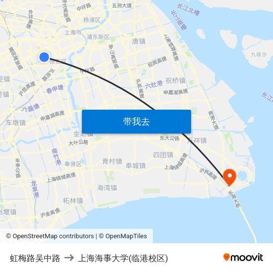 虹梅路吴中路 to 上海海事大学(临港校区) map